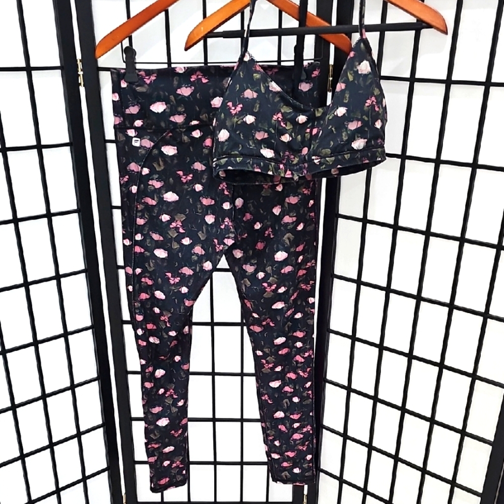 2pc Fabletics Floral Leggings and Bra Set